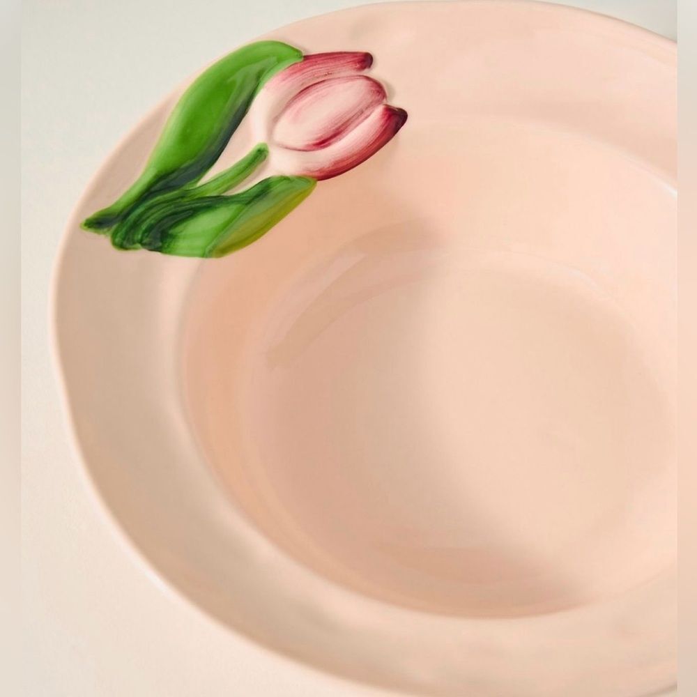 NWT Anthropologie Set of Two Foster Citrus Stoneware Pasta Bowls in Pink